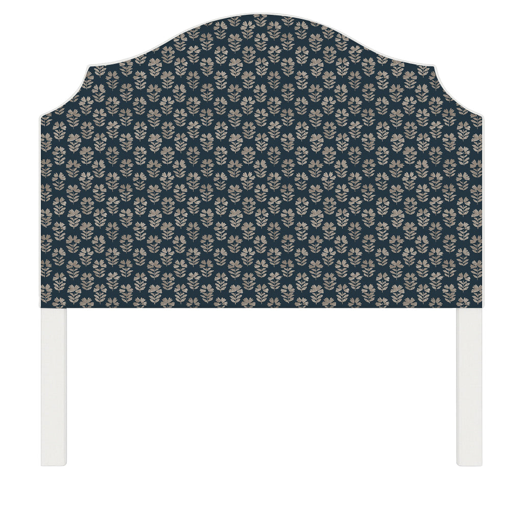 Bella upholstered headboard in Fabric&Frame Natural, shown on a white bed base in a modern bedroom.