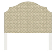 Bella upholstered headboard in Fabric&Frame Natural, shown on a white bed base in a modern bedroom.