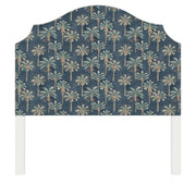 Bella upholstered headboard in Fabric&Frame Oasis, shown on a white bed base in a modern bedroom.