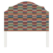 Bella upholstered headboard in Fabric&Frame Rhubarb, shown on a white bed base in a modern bedroom.