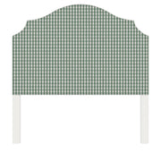 Bella upholstered headboard in Fabric&Frame Indigo, shown on a white bed base in a modern bedroom.
