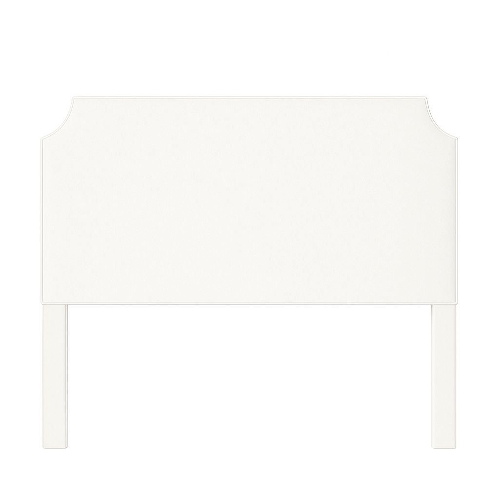 Charlotte upholstered headboard in Fabric&Frame Spinach on Pink, shown on a white bed base in a modern bedroom.