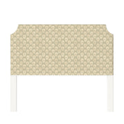 Charlotte upholstered headboard in Fabric&Frame Natural, shown on a white bed base in a modern bedroom.