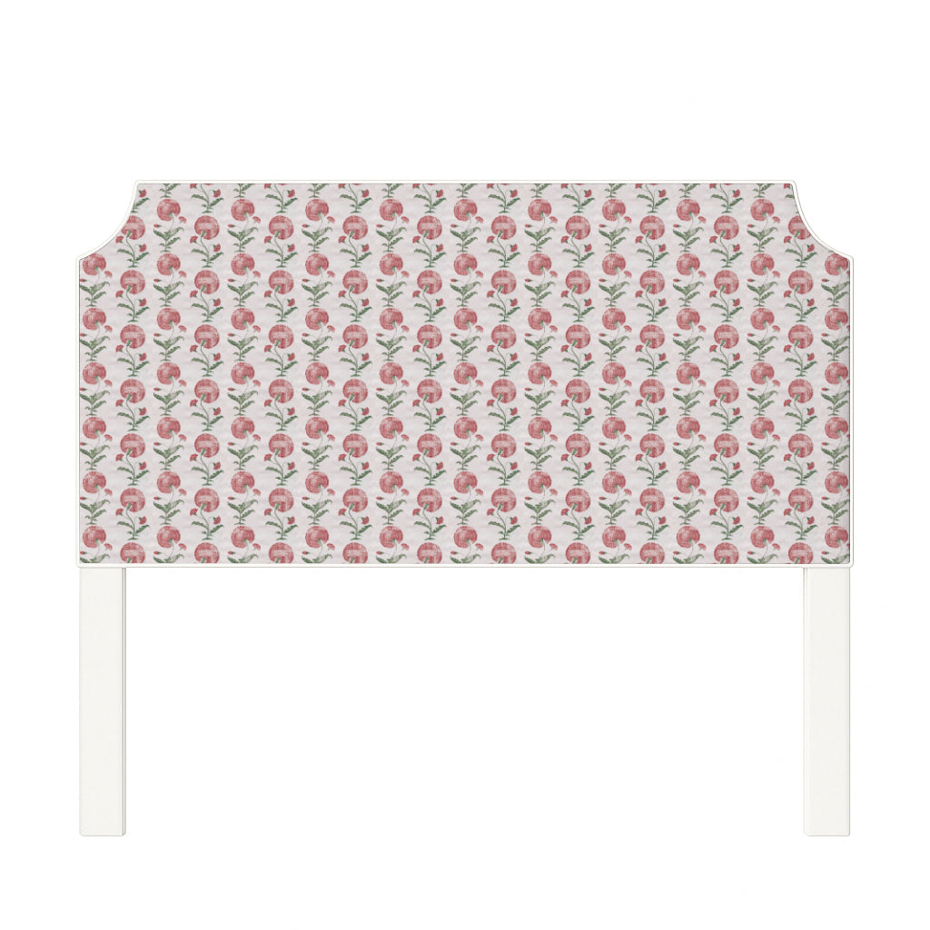Charlotte upholstered headboard in Fabric&Frame Ochre, shown on a white bed base in a modern bedroom.