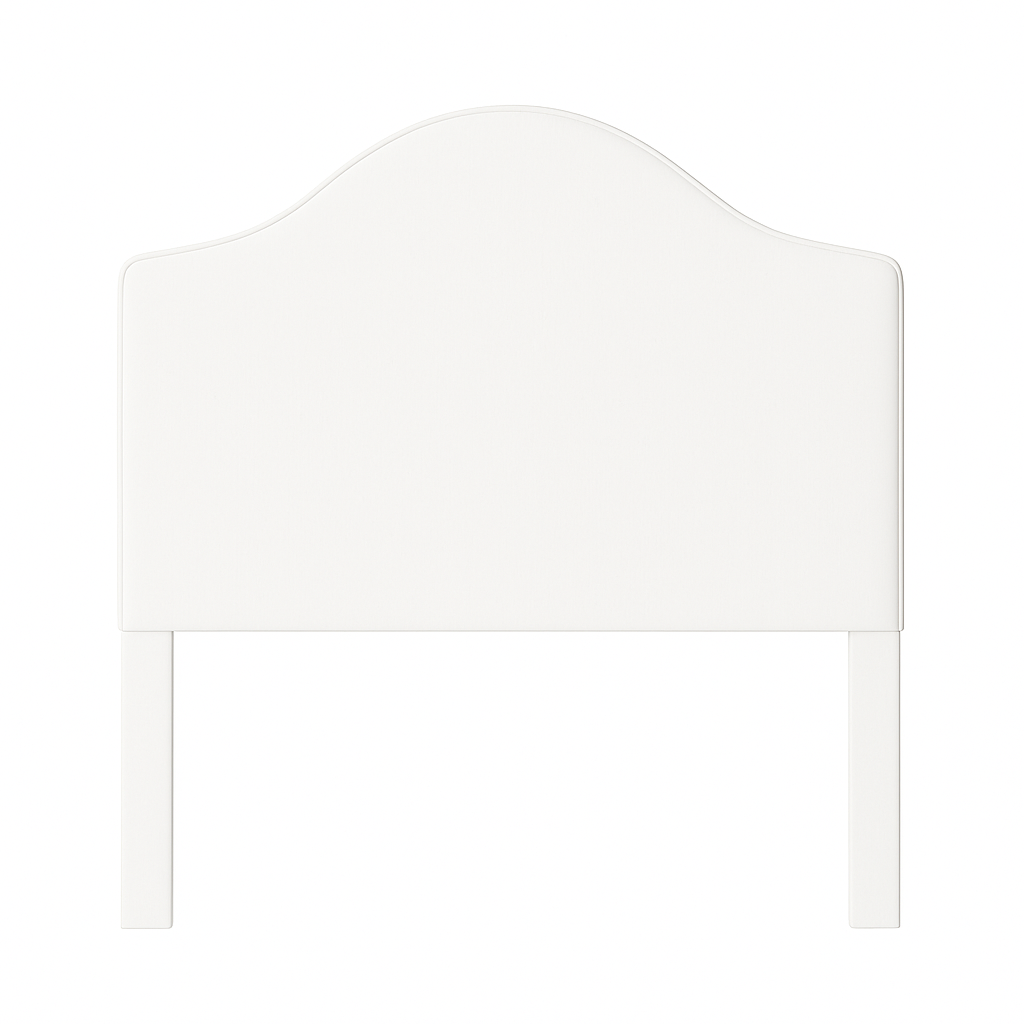 Daisy upholstered headboard in Fabric&Frame Spinach on Pink, shown on a white bed base in a modern bedroom.