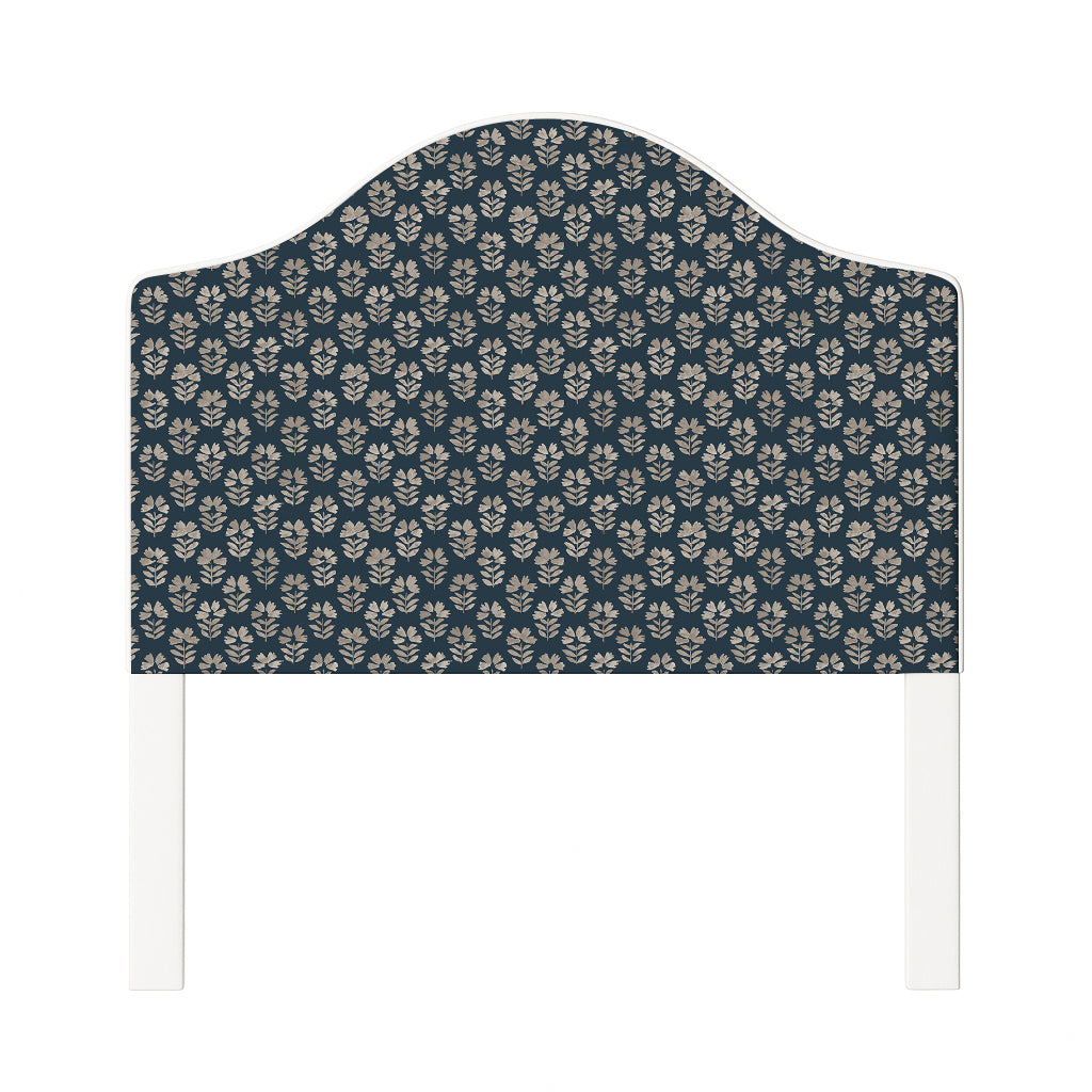 Daisy upholstered headboard in Fabric&Frame Natural, shown on a white bed base in a modern bedroom.