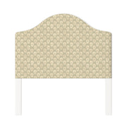 Daisy upholstered headboard in Fabric&Frame Natural, shown on a white bed base in a modern bedroom.