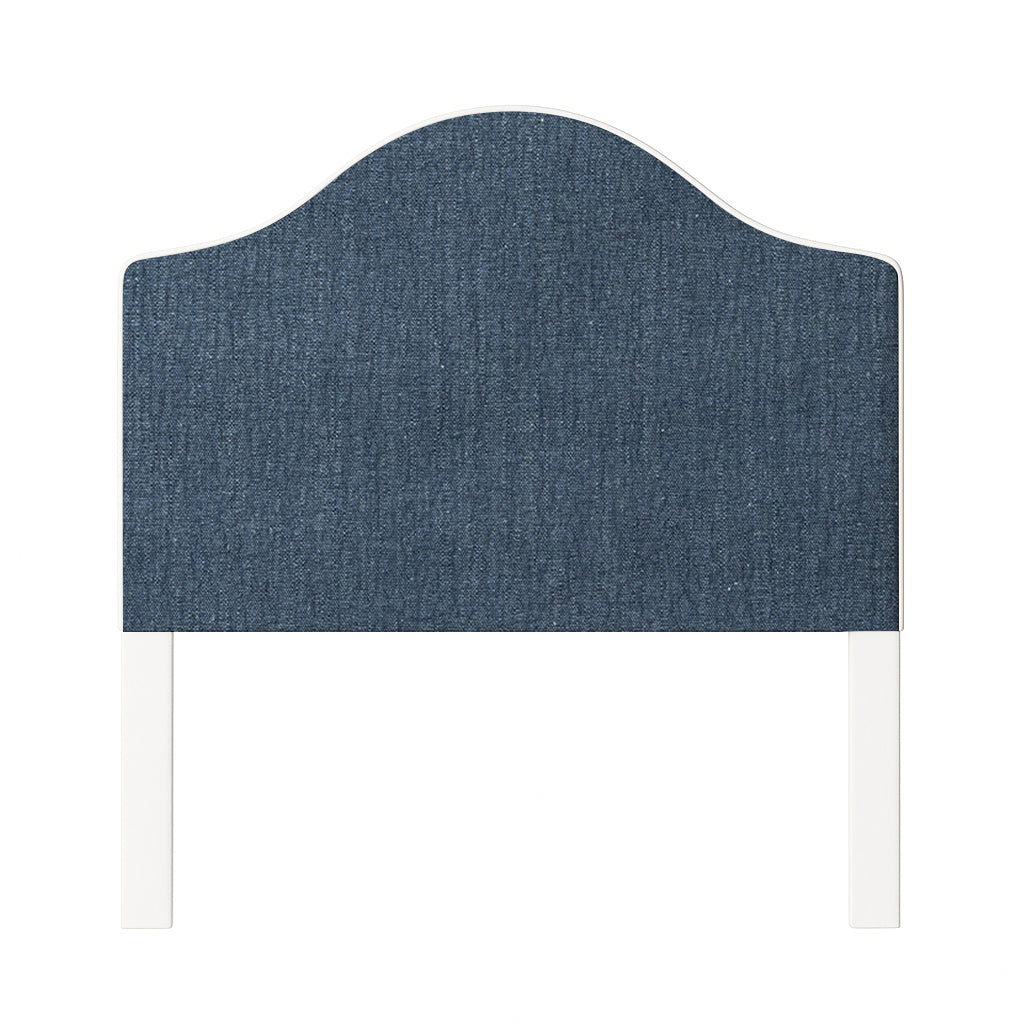 Daisy upholstered headboard in Fabric&Frame Santorini, shown on a white bed base in a modern bedroom.
