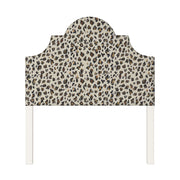 Florence upholstered headboard in Fabric&Frame Spinach on Pink, shown on a white bed base in a modern bedroom.