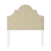 Florence upholstered headboard in Fabric&Frame Natural, shown on a white bed base in a modern bedroom.