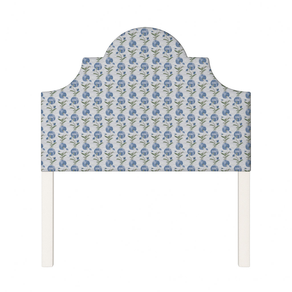 Florence upholstered headboard in Fabric&Frame Ochre, shown on a white bed base in a modern bedroom.
