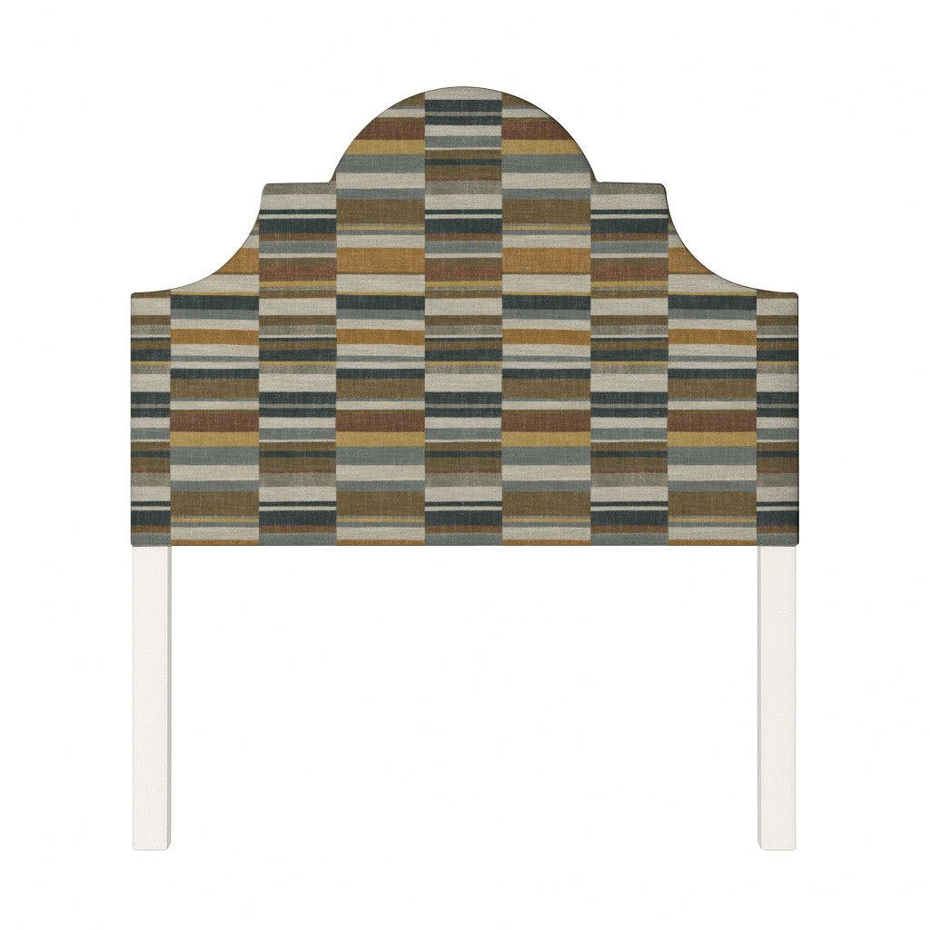 Florence upholstered headboard in Fabric&Frame Rhubarb, shown on a white bed base in a modern bedroom.