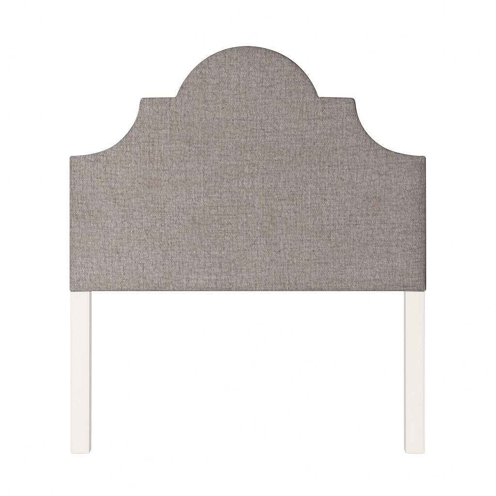 Florence upholstered headboard in Fabric&Frame Santorini, shown on a white bed base in a modern bedroom.