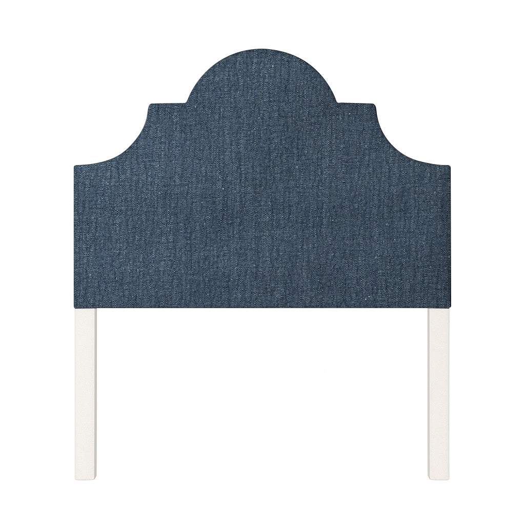 Florence upholstered headboard in Fabric&Frame Santorini, shown on a white bed base in a modern bedroom.