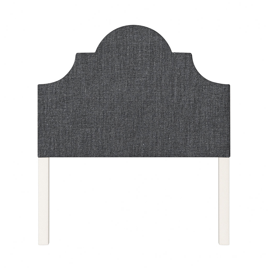Florence upholstered headboard in Fabric&Frame Santorini, shown on a white bed base in a modern bedroom.