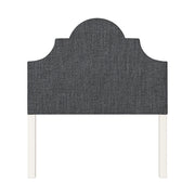 Florence upholstered headboard in Fabric&Frame Santorini, shown on a white bed base in a modern bedroom.