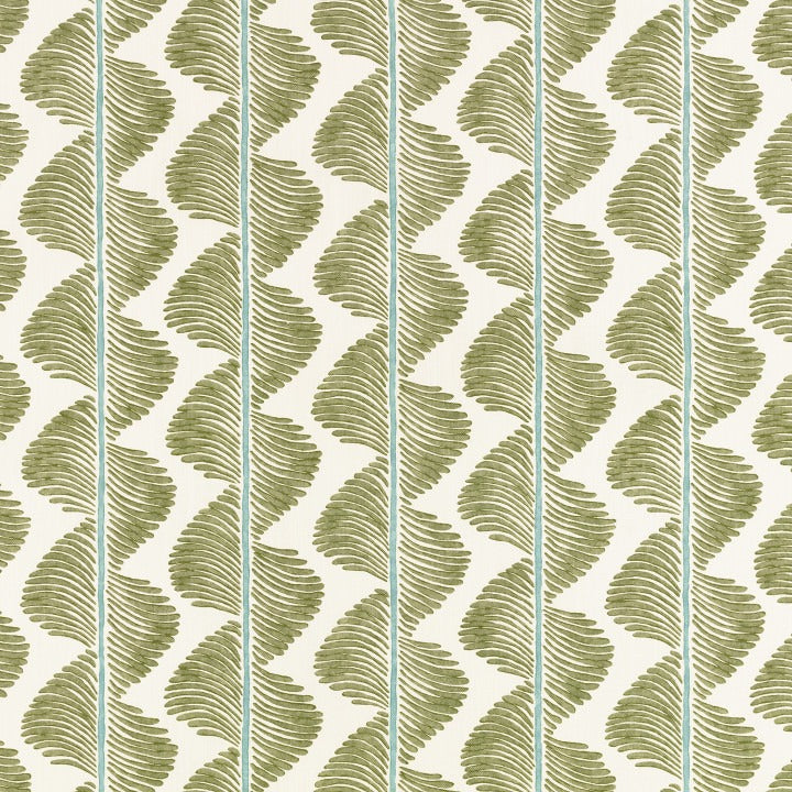 Grace upholstered headboard in Fabric&Frame Buxton Blue, shown on a white bed base in a modern bedroom.